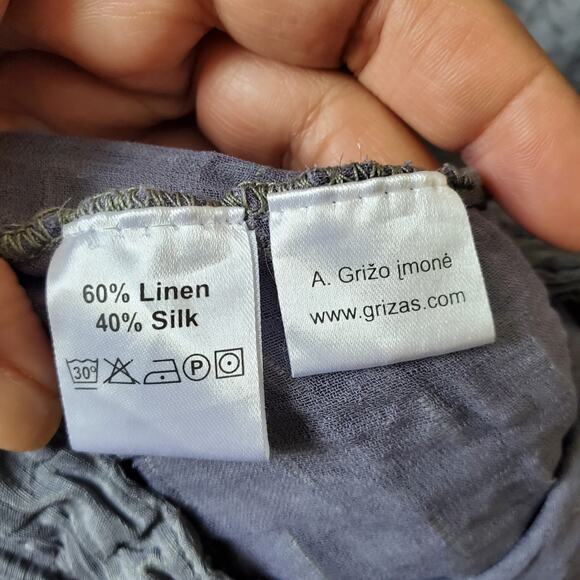 Grizas Silk Linen Textured Shift Dress XXL Gray Minimalist Lagenlook Editorial - Picture 5 of 9